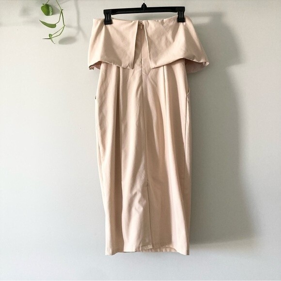 Lulus Lots of Love Beige Strapless Ruffle Midi Dress XS - Picture 4 of 6